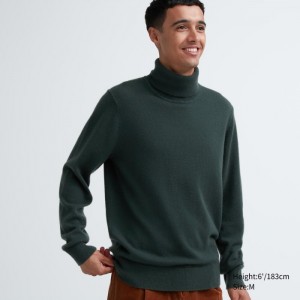 Sveter Uniqlo Cashmere Turtleneck Long-Sleeve Panske Olivovo Zelená Slovensko | A018367