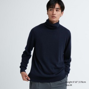 Sveter Uniqlo Cashmere Turtleneck Long-Sleeve Panske Námornícka Modrá Slovensko | S121461