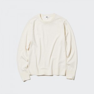 Sveter Uniqlo Extra Fine Merino Crew Neck Long-Sleeve Damske Biele Slovensko | R782954