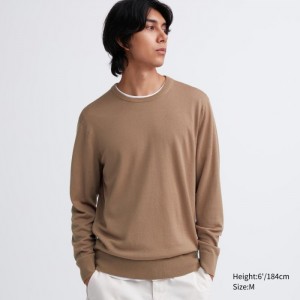 Sveter Uniqlo Extra Fine Merino Crew Neck Long-Sleeve Damske Béžové Slovensko | E367675