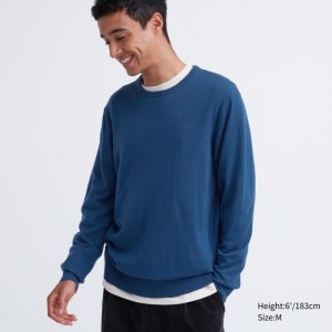 Sveter Uniqlo Extra Fine Merino Crew Neck Long-Sleeve Damske Modre Slovensko | Y912150
