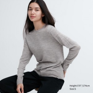 Sveter Uniqlo Extra Fine Merino Crew Neck Long-Sleeve Damske Siva Slovensko | B432681