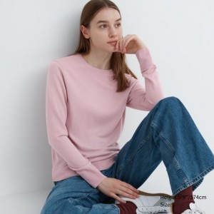Sveter Uniqlo Extra Fine Merino Crew Neck Long-Sleeve Damske Ruzove Slovensko | E561903