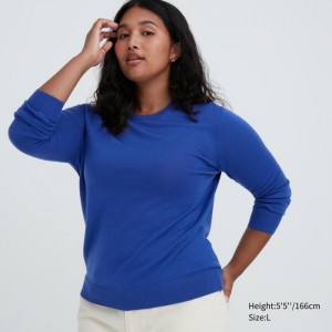 Sveter Uniqlo Extra Fine Merino Crew Neck Long-Sleeve Damske Modre Slovensko | K761776