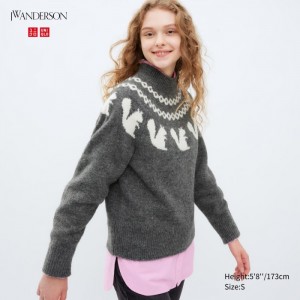 Sveter Uniqlo Jacquard Crew Neck Long-Sleeve Damske Siva Slovensko | Y106082