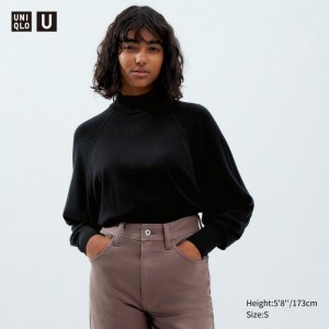 Sveter Uniqlo Merino Blend Volume Long-Sleeve Damske Čierne Slovensko | F157990