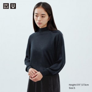 Sveter Uniqlo Merino Blend Volume Long-Sleeve Damske Modre Slovensko | K245300