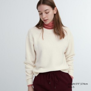 Sveter Uniqlo Premium Lambswool Crew Neck Long-Sleeve Damske Biele Slovensko | H405263