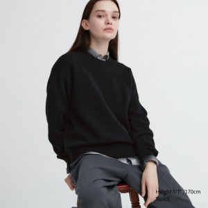 Sveter Uniqlo Premium Lambswool Crew Neck Long-Sleeve Damske Čierne Slovensko | X952920