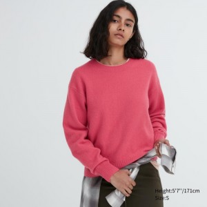 Sveter Uniqlo Premium Lambswool Crew Neck Long-Sleeve Damske Ruzove Slovensko | J683274