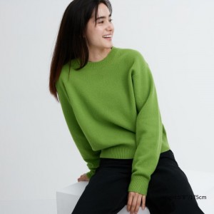 Sveter Uniqlo Premium Lambswool Crew Neck Long-Sleeve Damske Zelene Slovensko | S247097