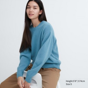 Sveter Uniqlo Premium Lambswool Crew Neck Long-Sleeve Damske Modre Slovensko | K415341