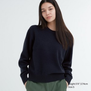 Sveter Uniqlo Premium Lambswool Crew Neck Long-Sleeve Damske Námornícka Modrá Slovensko | M294961