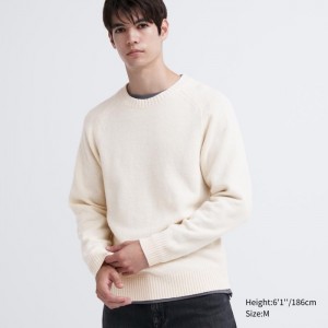 Sveter Uniqlo Premium Lambswool Crew Neck Panske Biele Slovensko | C326283