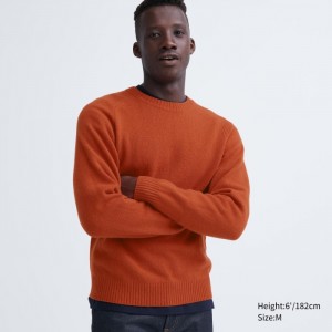 Sveter Uniqlo Premium Lambswool Crew Neck Panske Oranžové Slovensko | K340209
