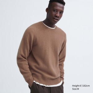 Sveter Uniqlo Premium Lambswool Crew Neck Panske Hnede Slovensko | I737735