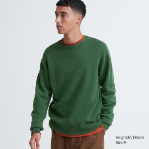Sveter Uniqlo Premium Lambswool Crew Neck Panske Zelene Slovensko | C883947