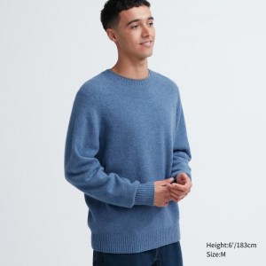 Sveter Uniqlo Premium Lambswool Crew Neck Panske Modre Slovensko | A085398