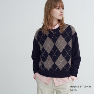 Sveter Uniqlo Premium Lambswool Long-Sleeve Crew Neck Damske Námornícka Modrá Slovensko | H864418