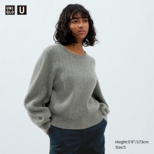 Sveter Uniqlo Premium Lambswool Volume Long-Sleeve Damske Siva Slovensko | E716941