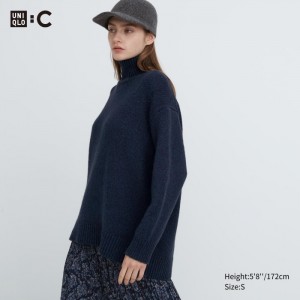Sveter Uniqlo Soft Knit High Neck Long-Sleeve Damske Námornícka Modrá Slovensko | H208002