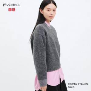 Sveter Uniqlo Souffle Yarn Crew Neck Long-Sleeve Damske Siva Slovensko | K504376