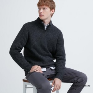 Sveter Uniqlo Souffle Yarn Half-Zip Long-Sleeve Damske Tmavo Siva Slovensko | T016853