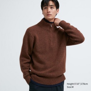 Sveter Uniqlo Souffle Yarn Half-Zip Long-Sleeve Damske Hnede Slovensko | P400246