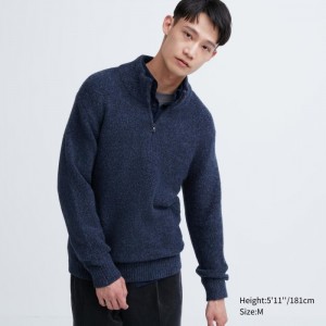 Sveter Uniqlo Souffle Yarn Half-Zip Long-Sleeve Damske Modre Slovensko | S466698