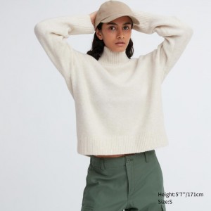 Sveter Uniqlo Souffle Yarn High Neck Long-Sleeve Damske Biele Slovensko | J791965