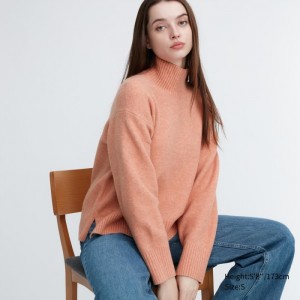 Sveter Uniqlo Souffle Yarn High Neck Long-Sleeve Damske Ruzove Slovensko | T553082