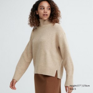 Sveter Uniqlo Souffle Yarn High Neck Long-Sleeve Damske Béžové Slovensko | B342049