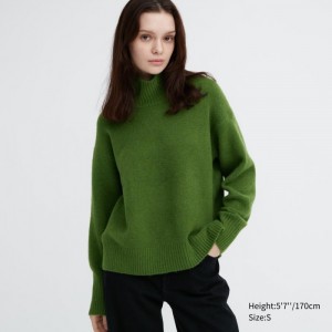 Sveter Uniqlo Souffle Yarn High Neck Long-Sleeve Damske Zelene Slovensko | W144890