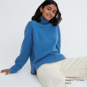 Sveter Uniqlo Souffle Yarn High Neck Long-Sleeve Damske Modre Slovensko | I647220
