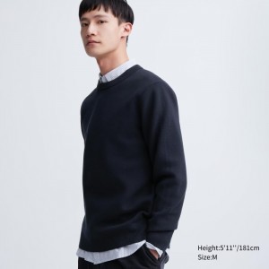 Sveter Uniqlo Washable Milano Rebrovaný Crew Neck Long-Sleeve Damske Námornícka Modrá Slovensko | T375067