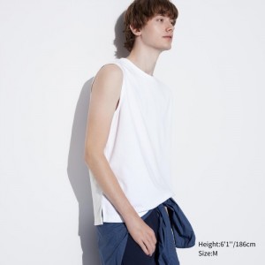 Tielko Uniqlo AIRism Bavlnene Bez Rukavov Panske Biele Slovensko | L651435