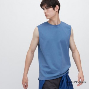 Tielko Uniqlo AIRism Bavlnene Bez Rukavov Panske Modre Slovensko | H633754