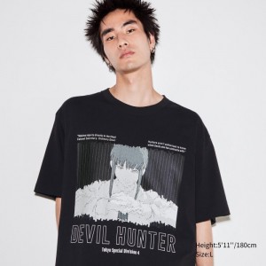 Tricko Grafika Uniqlo Chainsaw Man × Kosuke Kawamura UT (Oversized Kratke-Sleeve) (Makima) Panske Čierne Slovensko | W233285