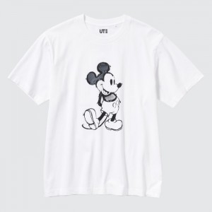 Tricko Grafika Uniqlo Mickey Stands UT (Kratke Sleeve) Damske Biele Slovensko | O526569