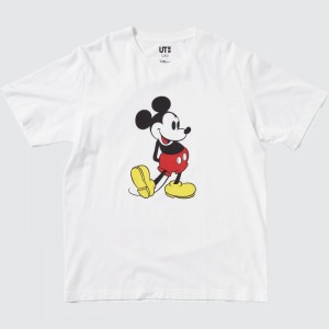 Tricko Grafika Uniqlo Mickey Stands UT (Kratke-Sleeve) Damske Biele Slovensko | K160627