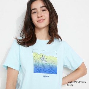 Tricko Grafika Uniqlo Peanuts Hawaii UT (Kratke-Sleeve) Damske Svetlo Zelene Slovensko | V967118