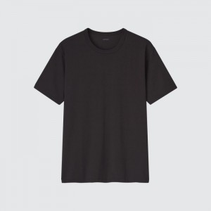 Tricko Uniqlo AIRism Bavlnene Crew Neck Kratke-Sleeve Panske Čierne Slovensko | J150190