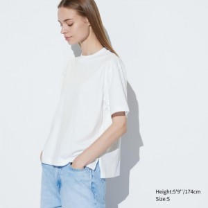 Tricko Uniqlo AIRism Bavlnene Kratke Sleeve Damske Biele Slovensko | M858525