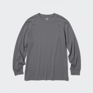 Tricko Uniqlo AIRism Bavlnene UV Protection Crew Neck Long-Sleeve (2022 Edition) Damske Siva Slovensko | J919359