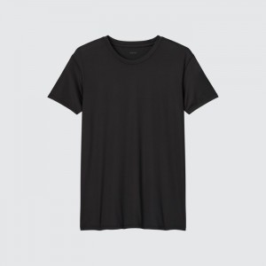 Tricko Uniqlo AIRism Crew Neck Kratke-Sleeve Panske Čierne Slovensko | F465488