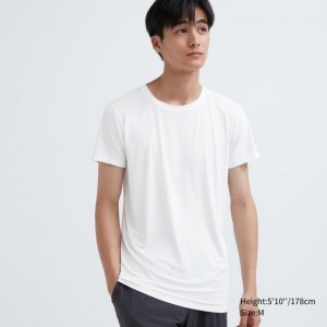 Tricko Uniqlo AIRism Crew Neck Kratke-Sleeve Panske Biele Slovensko | P548928