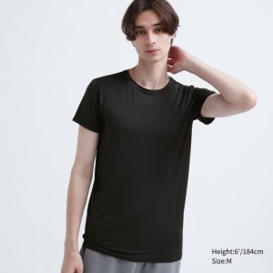 Tricko Uniqlo AIRism Crew Neck Kratke-Sleeve Panske Čierne Slovensko | N724925