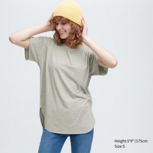 Tricko Uniqlo AIRism Seamless Lodné Neck Kratke-Sleeve Long Damske Siva Slovensko | Q536552