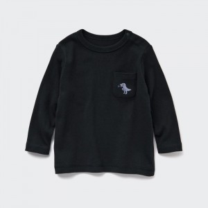 Tricko Uniqlo Bavlnene Crew Neck Long-Sleeve Pre Babatka Čierne Slovensko | B247783