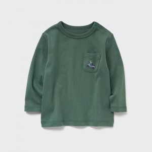 Tricko Uniqlo Bavlnene Crew Neck Long-Sleeve Pre Babatka Zelene Slovensko | J395357
